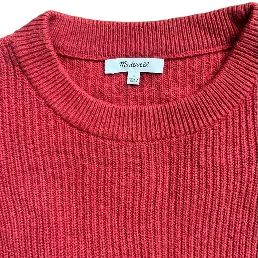 Madewell Chunky Knit Rust/Orange/Red Crew Neck Sweater, Size small. - Picture 6 of 10